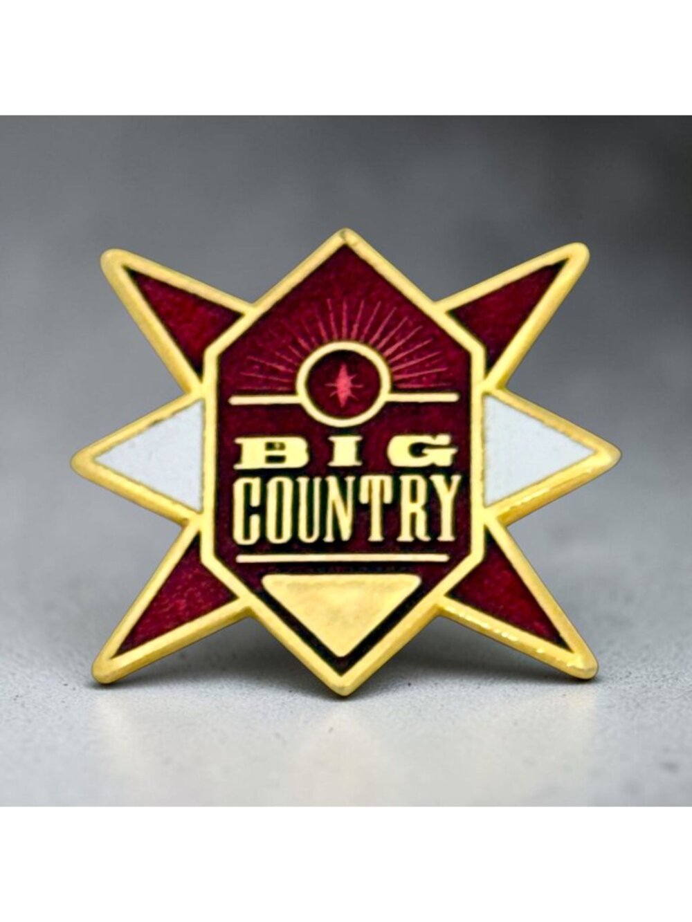 Big Country Band Vintage Gold & Red Enamel Star Pin Badge Made In England